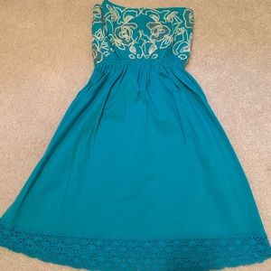 Judith March strapless blue dress